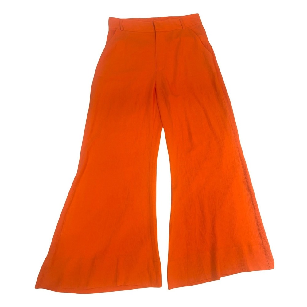 Solid & Striped Tangerine Roya Wide Leg Seersucker Resort Pants Cover Up Size L - Picture 2 of 8